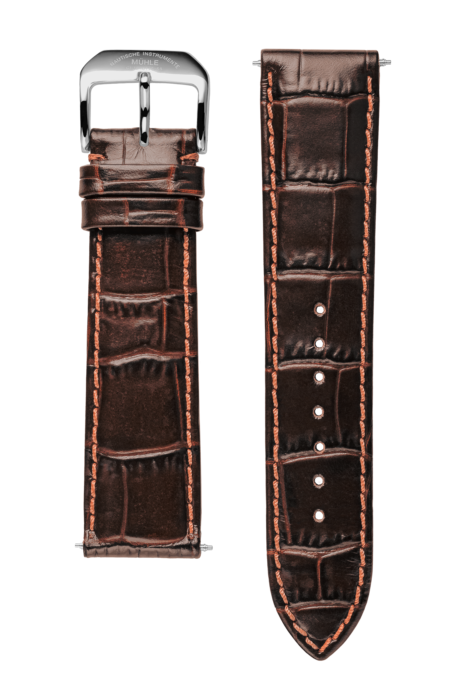 Detailbild braunes Kroko-Lederarmband Lunova Modelle