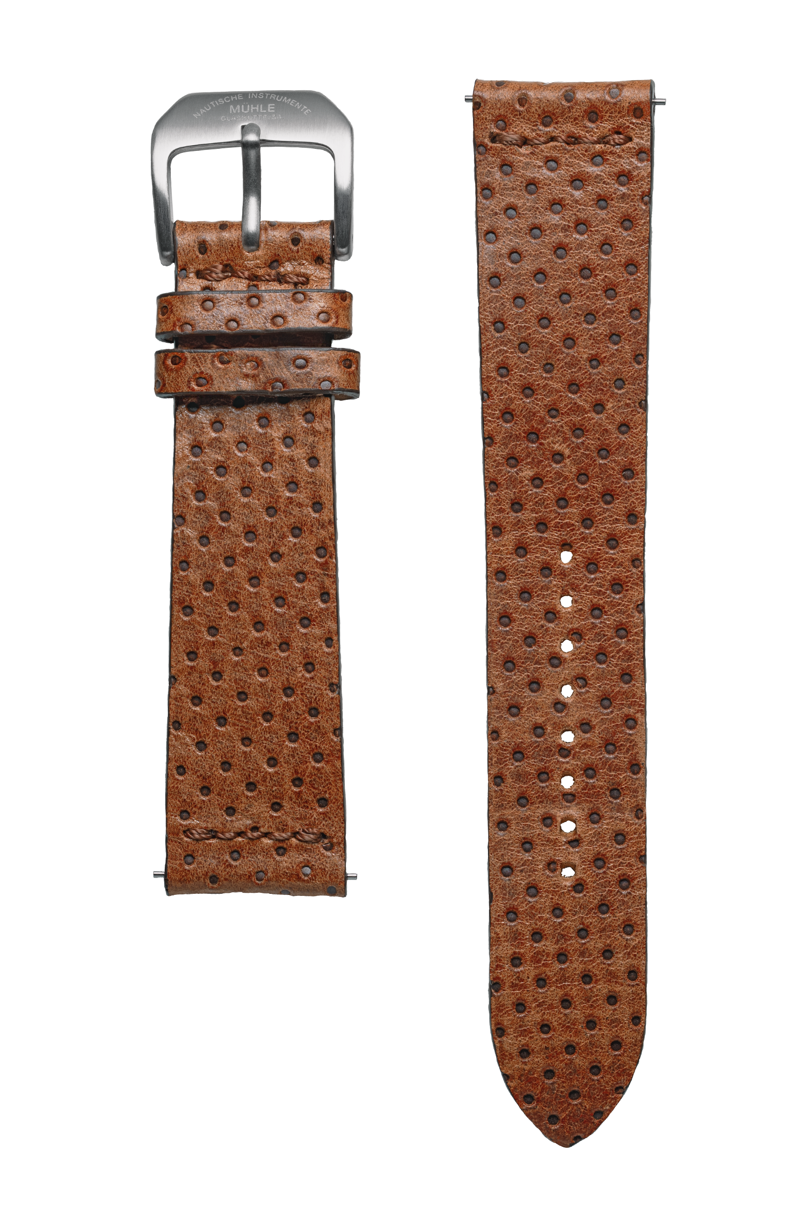 Detailbild Lederband in cognac mit Lochprägung für Panova