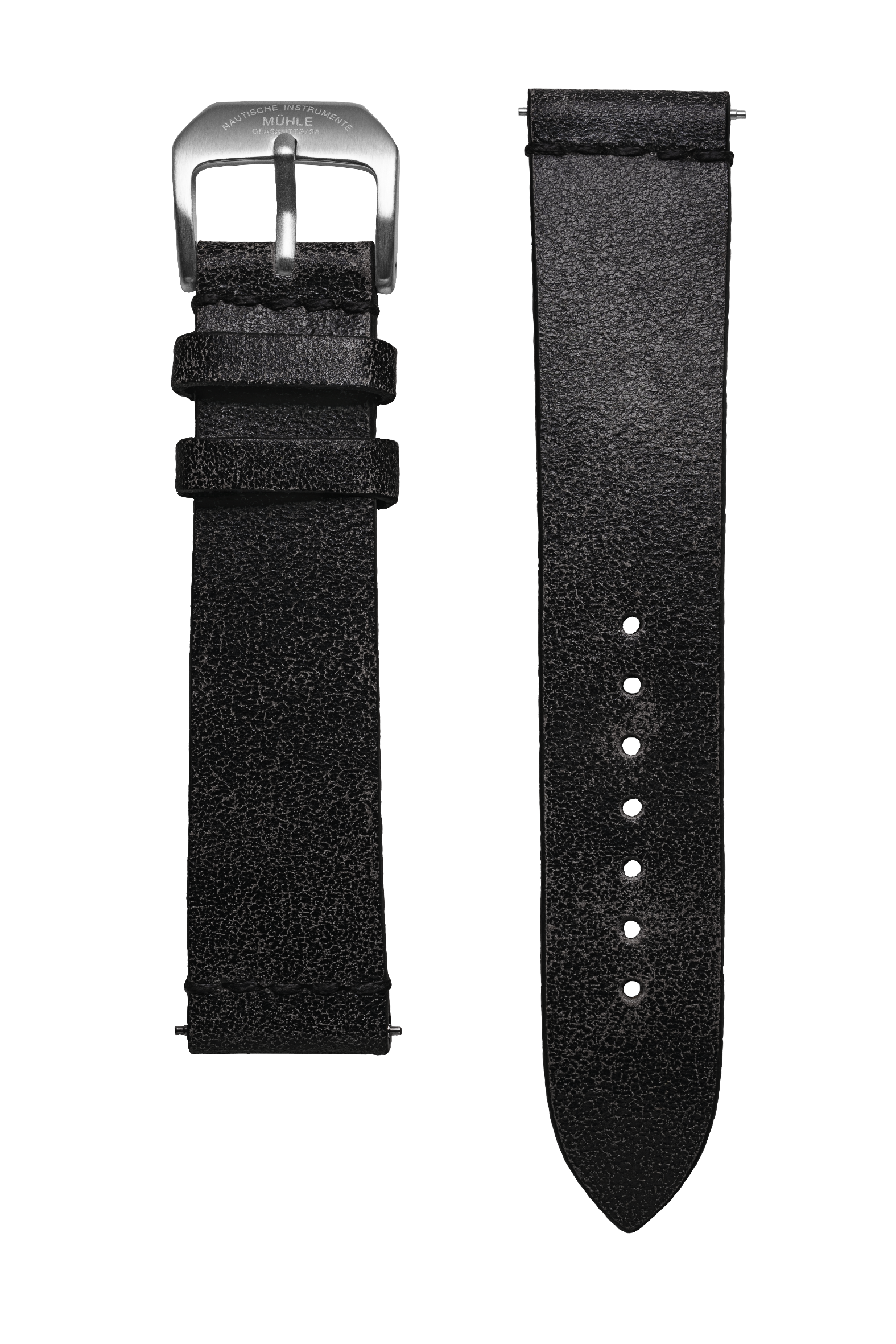 Detailbild Lederband in schwarz, rustikales Finish, für Panova