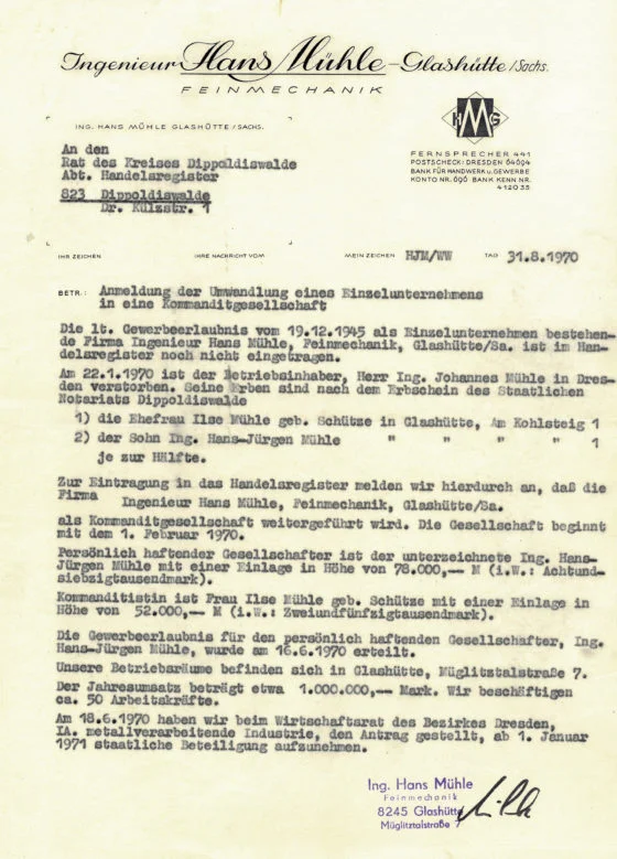 Übernahmeurkunde: schwarze Schrift auf vergilbtem Papier