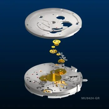 Bauteile des Gangreserve-Moduls im Uhrwerk MU9424-GR